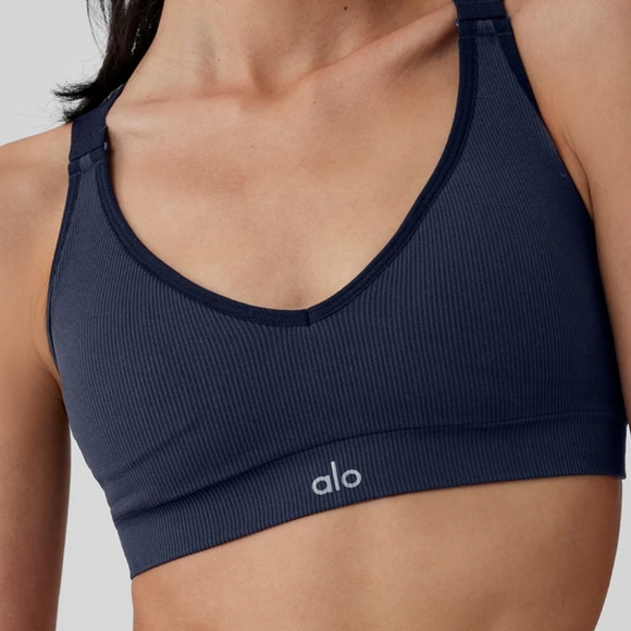 ALO Yoga Other - ALO Yoga Seamless Ribbed Favorite Bra Navy/ Medium